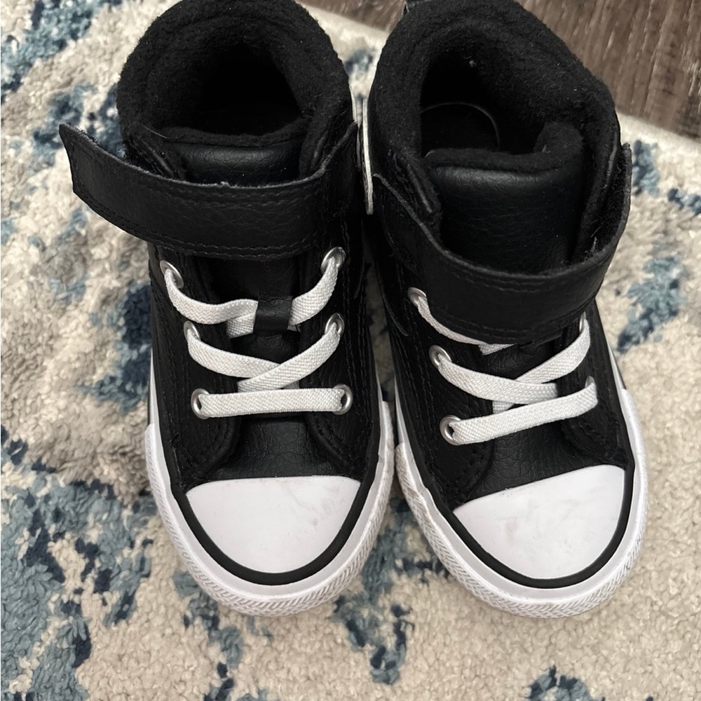 Converse Black and White High-Top Sneakers with Velcro Strap